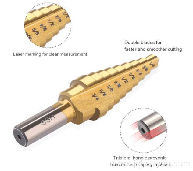 3PCS HSS Titanium Coated Step Drill Bit