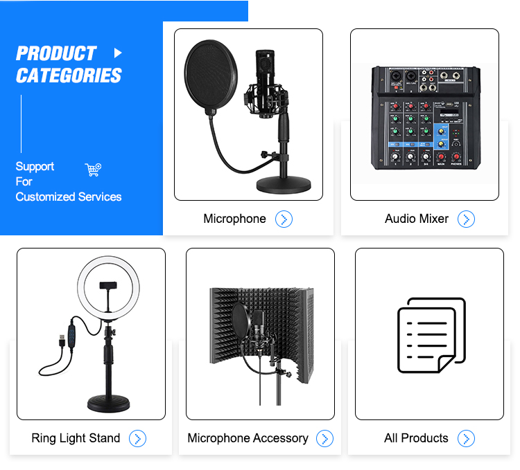 High Quality 3-IN-1Detachable Desktop Tripod Holder With Studio Mic Pop Filter Stand