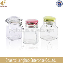 Square Clear Sealed Glass Spice Jar