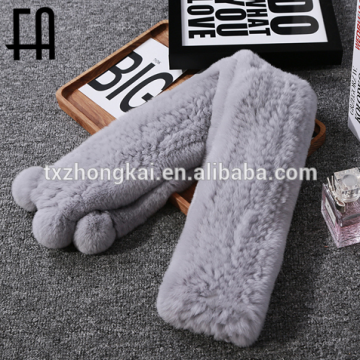 Factory wholesale price rex rabbit fur knitted scarf