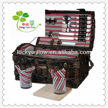 wicker picnic basket with tableware chape wicker basket