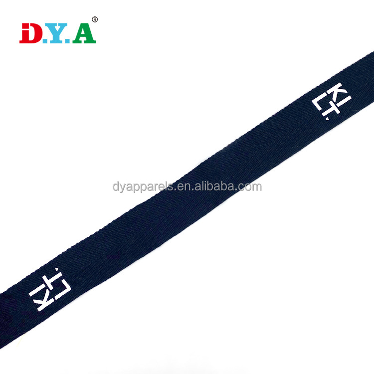 Customize eco-friendly herringbone cotton tape 3.8 cm logo printed cotton twill herringbone webbing tape