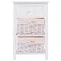 Bedroom Drawer Nightstand Corner Table With Wicker Basket