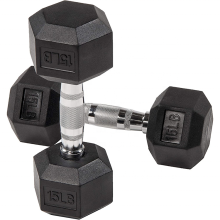 Hex Rubber Dumbbell Set with Dumbbell Rack - LB Weight Kit