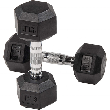 Hex Rubber Dumbbell Set with Dumbbell Rack - LB Weight Kit