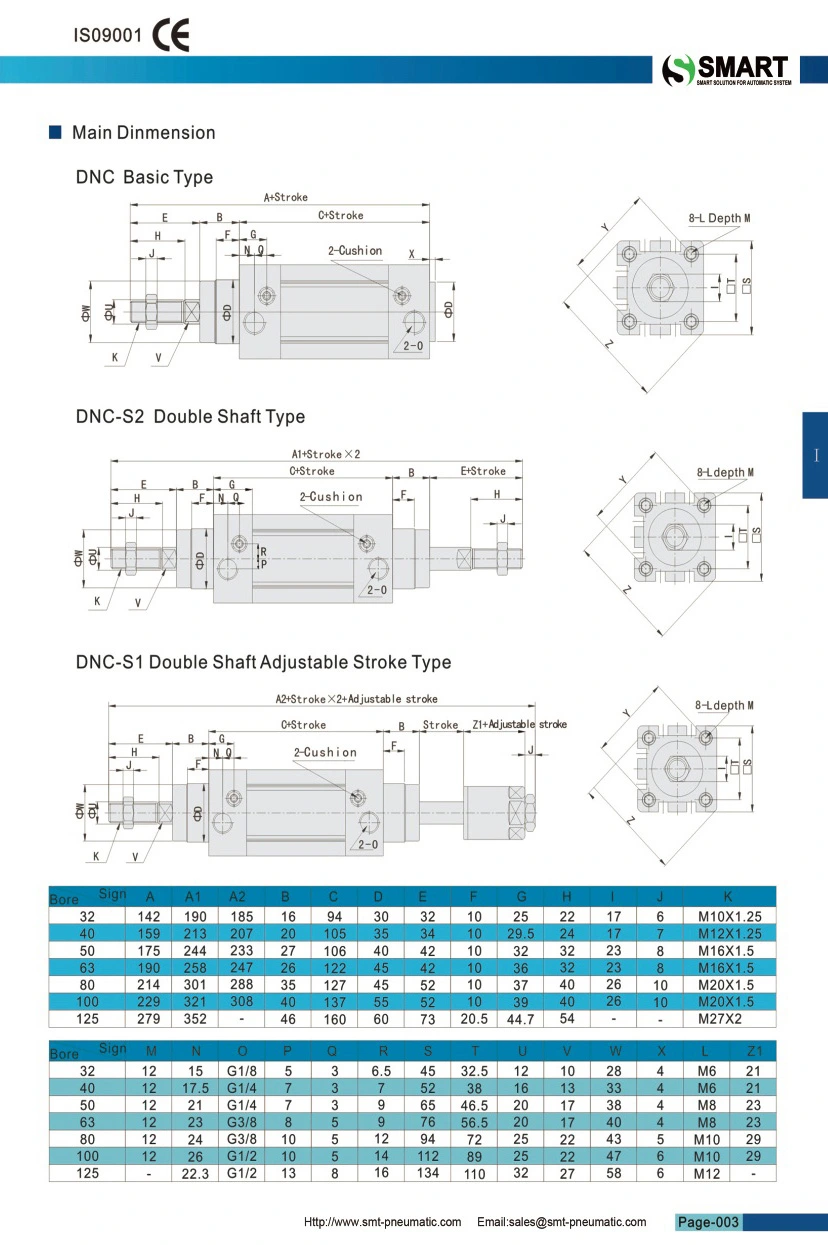 Ce Certification DNC Series ISO 6431 Standard Pneumatic Cylinder