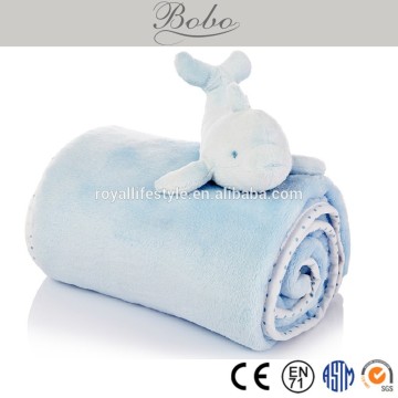 Soft Touch Baby Flannel Baby Blanket with animal plush toy