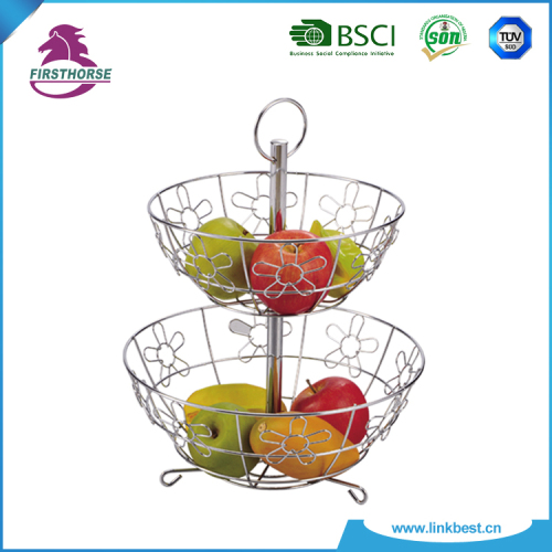 Chrome Double Tier Fruit Vegetables Basket Rack SC-4030