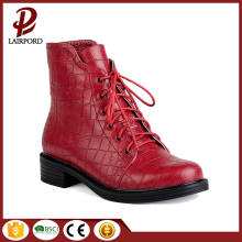 hot sale women flat lacing red boots