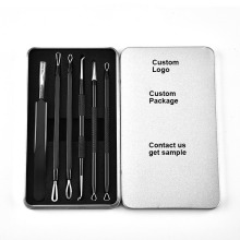 Nose Face Blackhead Remover Kit: 5 PCS Black Stainless Steel Acne Tools