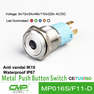CMP 16mm metal push button switch(waterproof push button switch),illumination switches