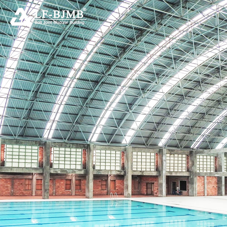 Modern prefab metal swimming pool waterpark space frame roof strutcure design