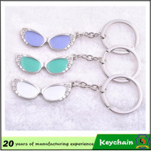 Promotional Wholesale Custom Logo Printing Crystal Glasses Shape Keychain