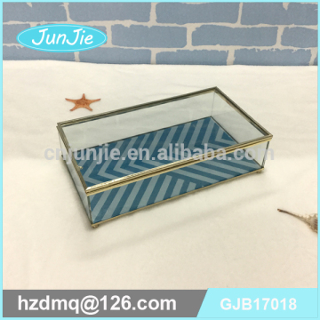 Printed clear glass jewelry box glass storage box