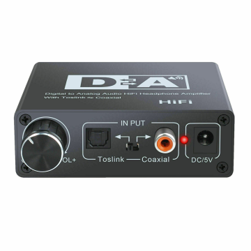 DAC Audio Converter: Hifi Headphone Amplifier with Optical Digital (SPDIF/Toslink) and Coaxial Input to Analog Stereo Output