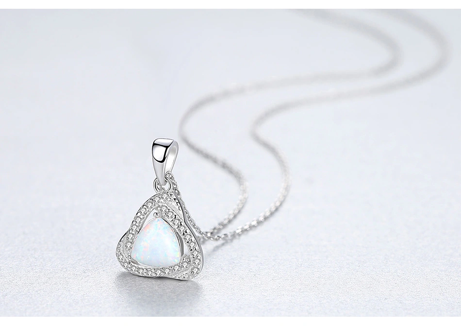 Classic Multicolor 925 Sterling Silver CZ Opal Pendant Necklace