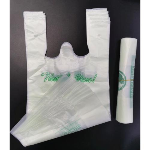 Compostable ประเภทเสื้อยืดซุปเปอร์มาร์เก็ตถุงพลาสติก