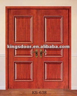 double entrance painted wood main doors