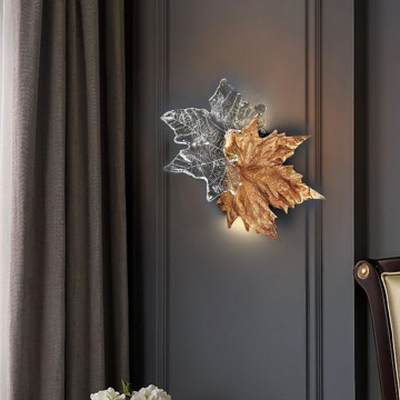Handmade Tree Leaf Art Glass Wall Lamp - Luxury Copper Wall Sconce