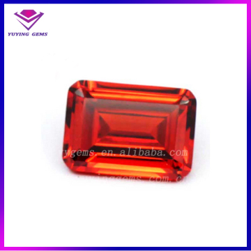 Fine Synthetic Diamond Emerald Cut Cubic Zirconia Gemstone Orange CZ