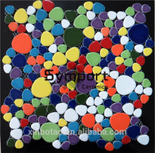 Colourful pebbles ceramic mosaic tile