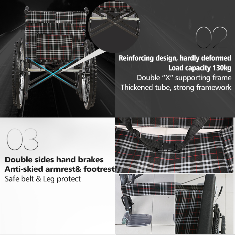 批发老人便携式手动医院轮椅椅出售