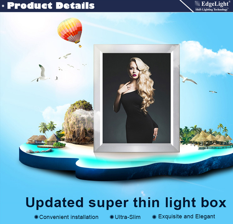 High quality aluminum profile snap frame 3d logo menu display slim led light box