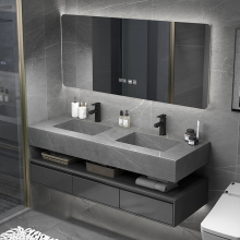 2022 Modern Rock Stone Marble Bathroom Vanity Sintered Stone Cabinet