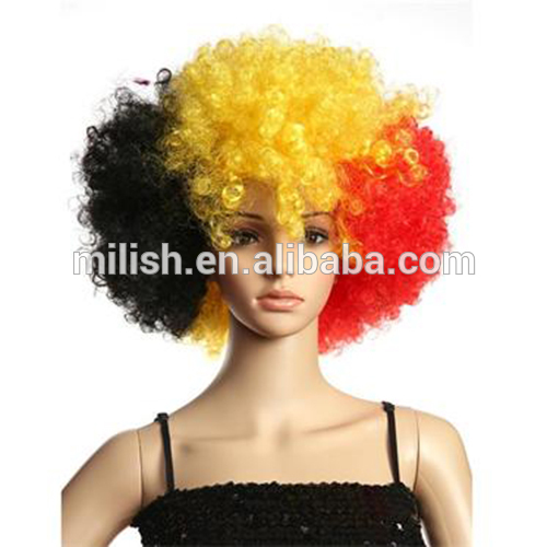 MPW-0513 Football fans sport Belgium team supporter cheering theme afro wig