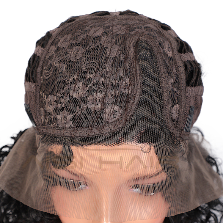 Aisi Hair Top Quality Short Deep Curly Natural Black Bob Wig Wholesale Afro Curly Synthetic Swiss Lace Wigs For Black Women