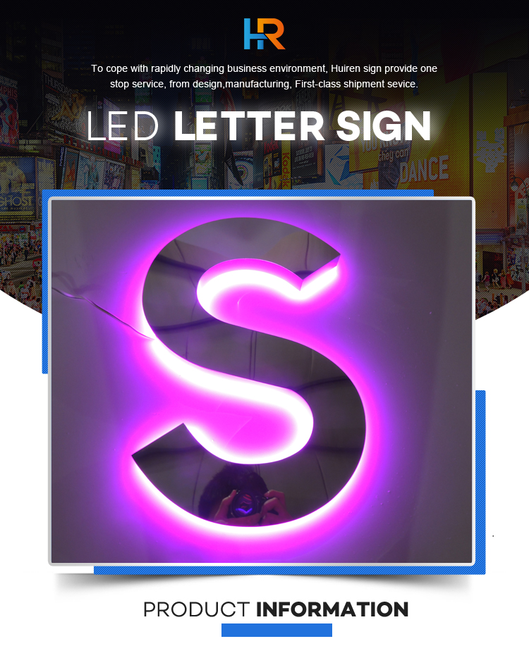 High Quality China Company led wall sign Lighted Signs Custom letter with Backlit lit Mirror Stainless Steel 3d letter