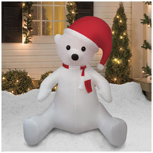 Outdoor Decoration christmas inflatables polar bear, inflatable white bear with christmas hat