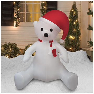 Outdoor Decoration christmas inflatables polar bear, inflatable white bear with christmas hat