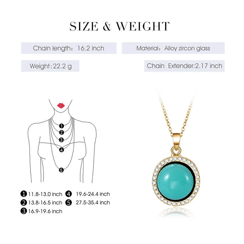 Fashion Jewelry Set Turquoise Pendant Necklace Earrings