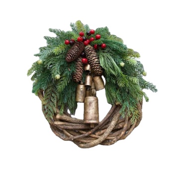 Factory Sale: Realistic 18-inch Christmas Wreath with Pine Cone Decorations - Outdoor Christmas Bell Wreath