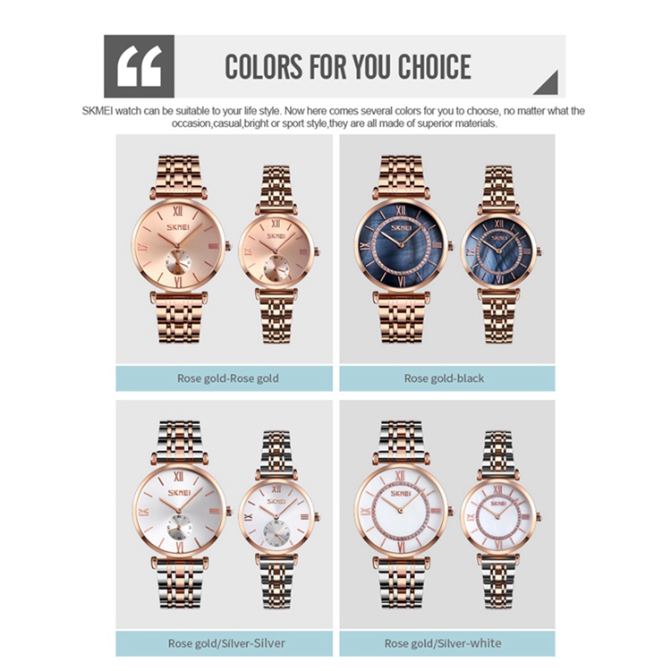 SKMEI 9198 High Quality And Price Custom Couple Watches Couple's Fashion Watch Stainless Steel Watch Custom For Man Women