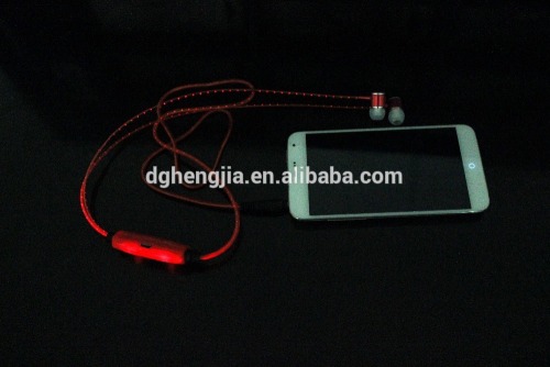 EL Glowing Metal LED light earphones with microphone