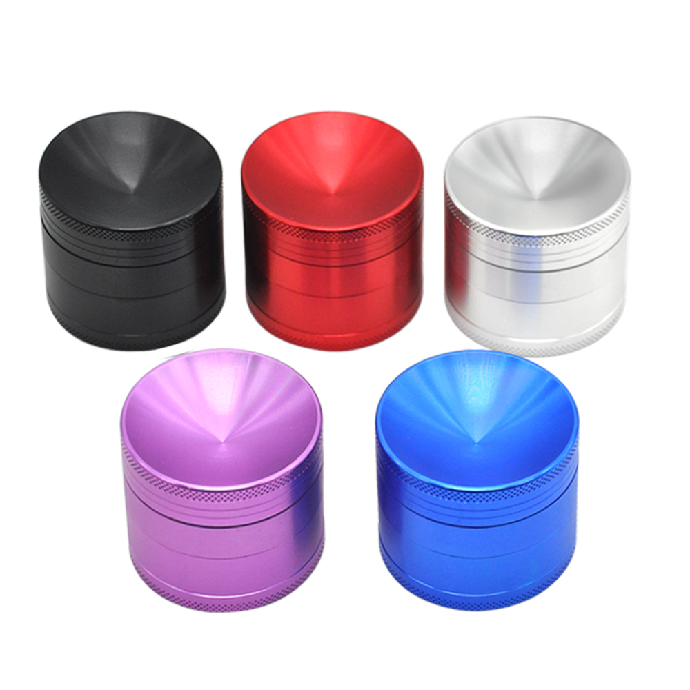 Aluminum Alloy 4 Piece 50mm Herb Grinder Weed Grinder With Curved Diamond Teeth concave top Herb Crusher Custom logo