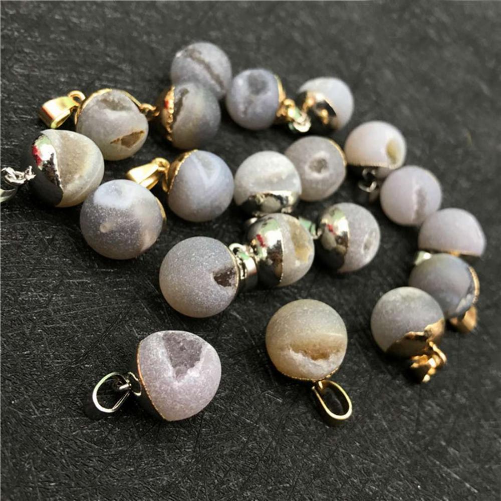 Ouverture naturelle sourire agate cristal cristal sable perle pierre pendentif hommes et femmes bricolage collier fabrication de bijoux