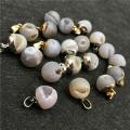 Natural opening smile agate crystal crystal sand bead stone pendant men and women DIY necklace jewelry making