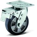 Swivel Top Plate Brake Type Caster Black Rubber