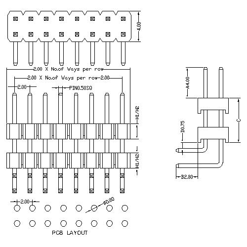 2.0 mm Pin Header Dual Row Double Plastic Angle Type