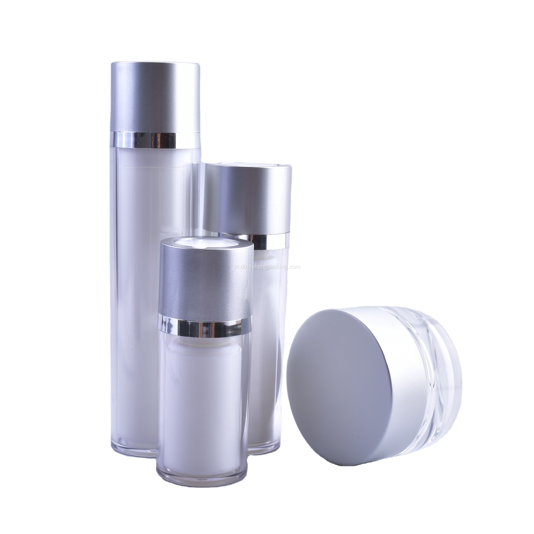 Bouteilles sous vide acrílico haut de gamme de 50 ml emballage cosmetique en argent 30 ml