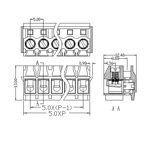 AT334-5.0XXX-A PCB Screw Terminal Block 