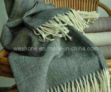 Herringbone Wool Throw Blanket