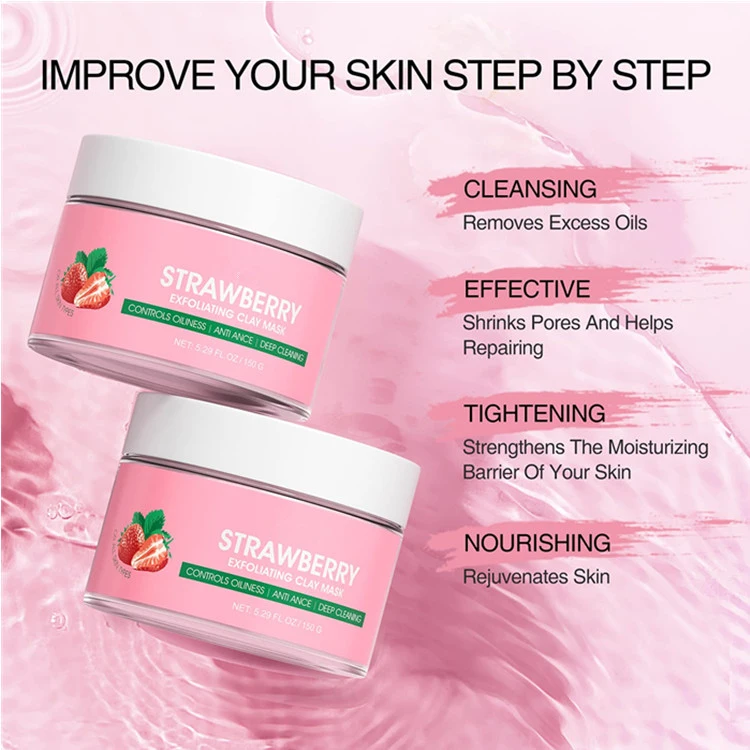 Deep Pore Cleansing Healing & Hydrating Exfoliating Strawberry Facial Clay Mask