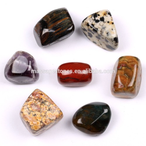 Natural semi precious stones engraved tumbled stones