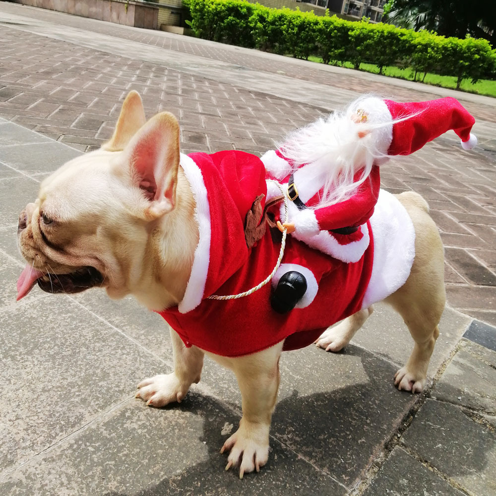 Pet Dog Christmas Clothing Santa Claus Riding Christmas Pet Clothes Riding Deer Pet Christmas Supplies