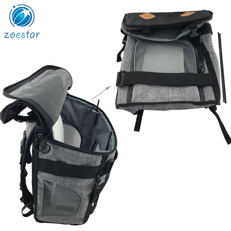 Foldable Polyester Pet Carrier Backpack with Mesh Windows Cat Puppy Transport Holder Bag