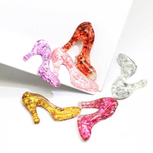 Glitter Beautiful High-heeled Shoes Resin Cabochon 100pcs/bag Flat back Beads For Handmade Craft Beads Charms